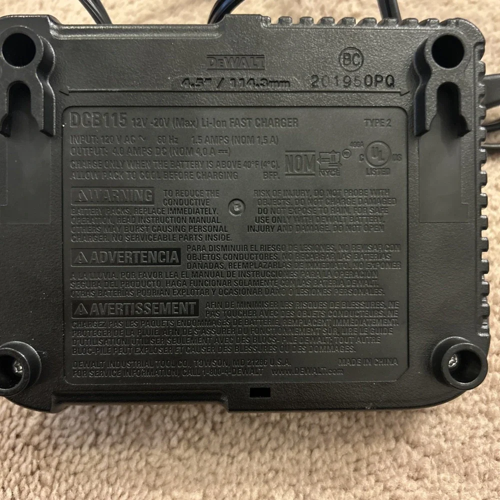 Dewalt DCB115 Genuine 12-20V Lithium Ion Rapid Battery Charger
